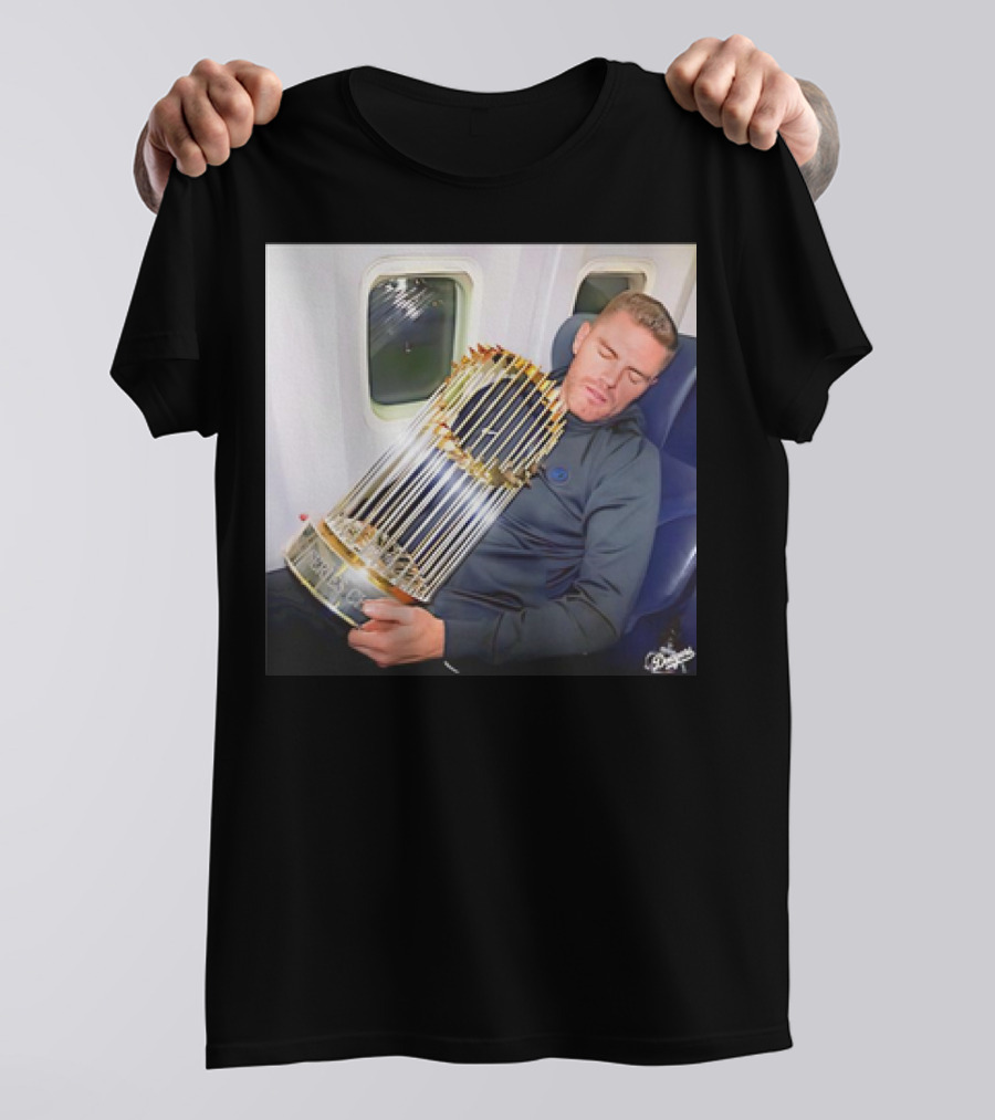 Freddie Freeman Sleeping With World Series Trophy On Plane T-Shirt