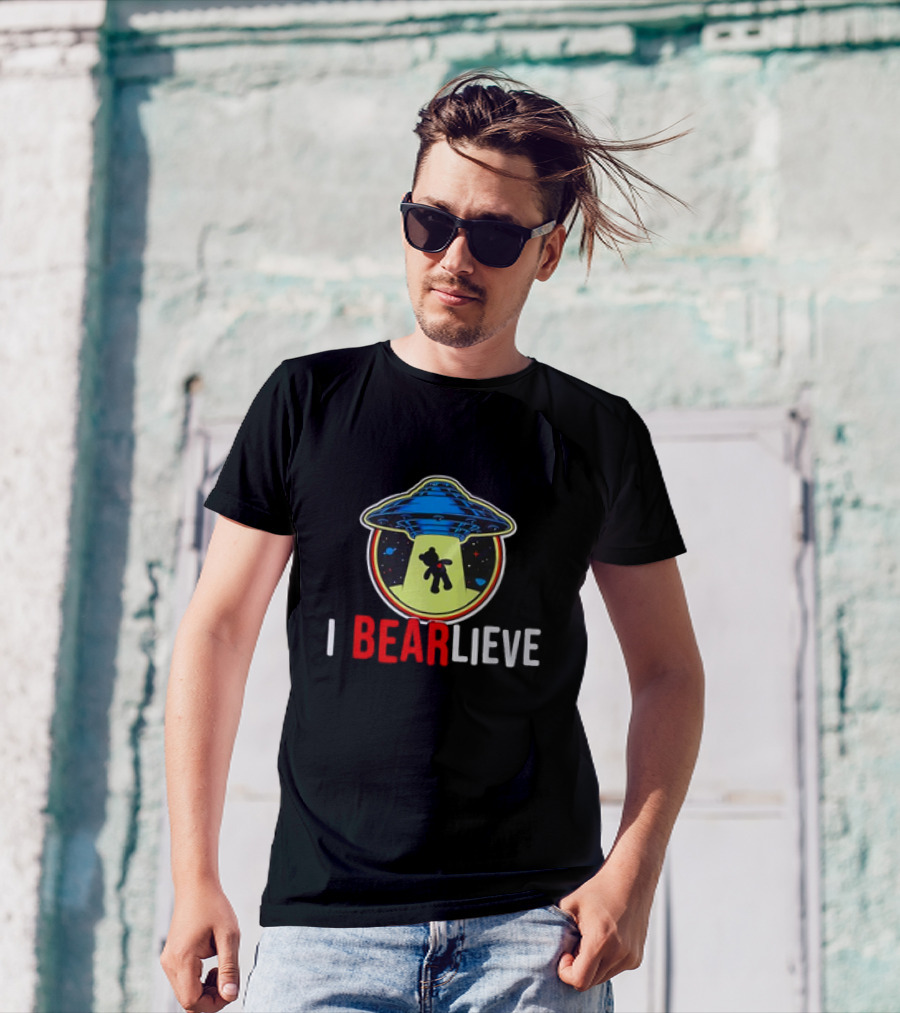 UFO I BEARlieve Alien Abduction Bear Spaceship T-Shirt