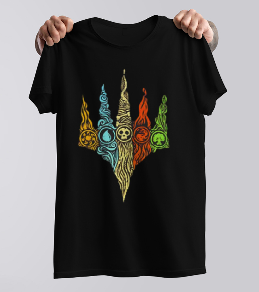 Magic The Gathering Five Mana Symbols Doodle T-Shirt
