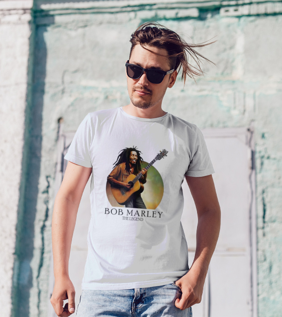 Bob Marley The Legend Iconic Guitar T-Shirt