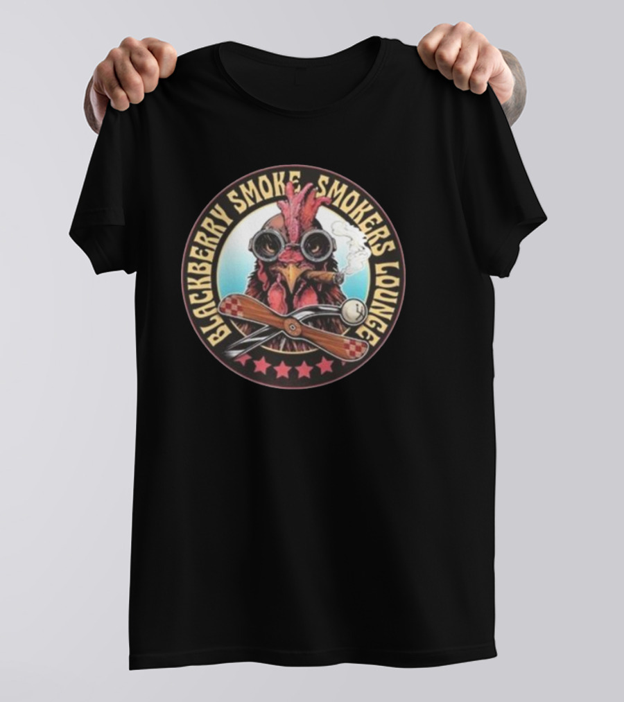 Blackberry Smoke Smokers Lounge Rooster With Cigar And Aviator Goggles T-Shirt