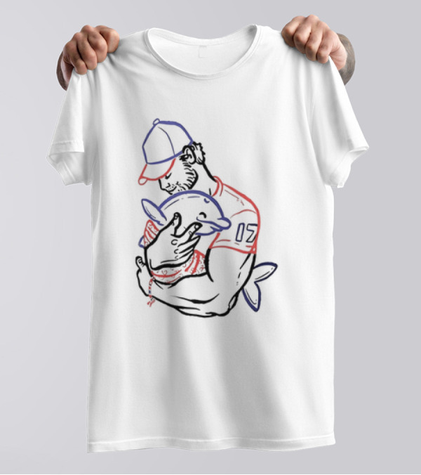 I Love You Dad Fish 17 Baseball Player Hugging Dolphin T-Shirt