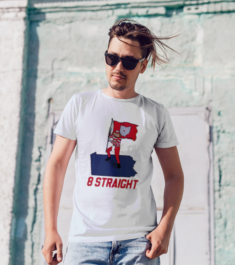 Ohio State Buckeyes Brutus Holding Flag 8 Straight T-Shirt