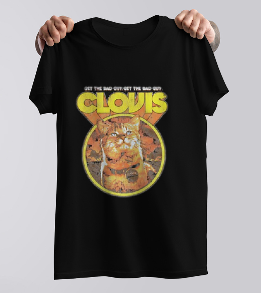 Clovis Get The Bad Guy Retro Attack Cat T-Shirt