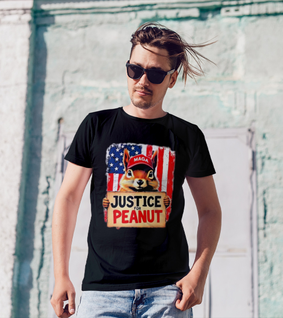 Justice For Peanut The Squirrel MAGA American Flag T-Shirt
