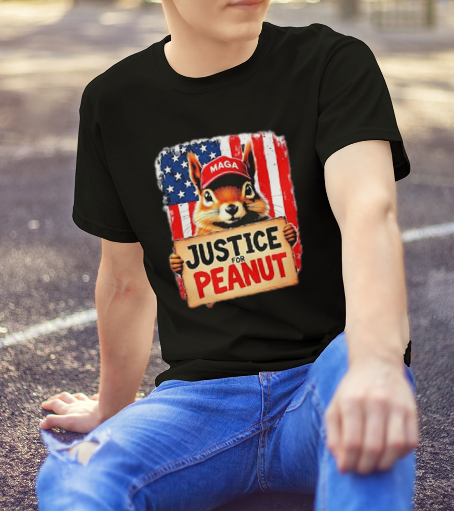 Justice For Peanut The Squirrel MAGA American Flag T-Shirt