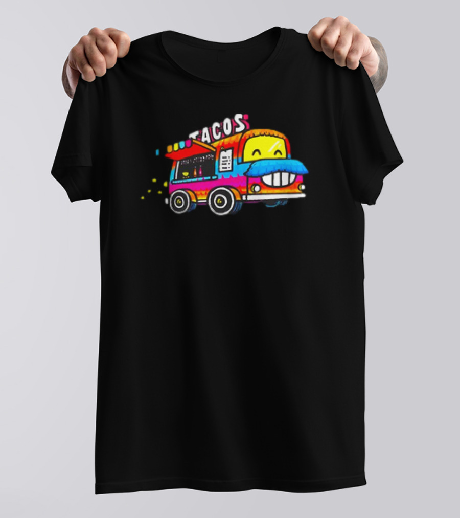 Tacos Tuesdays Colorful Food Truck With Happy Face T-Shirt