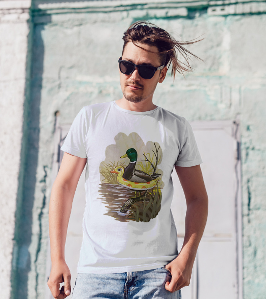 Duck In Training With Swim Ring By Pond T-Shirt