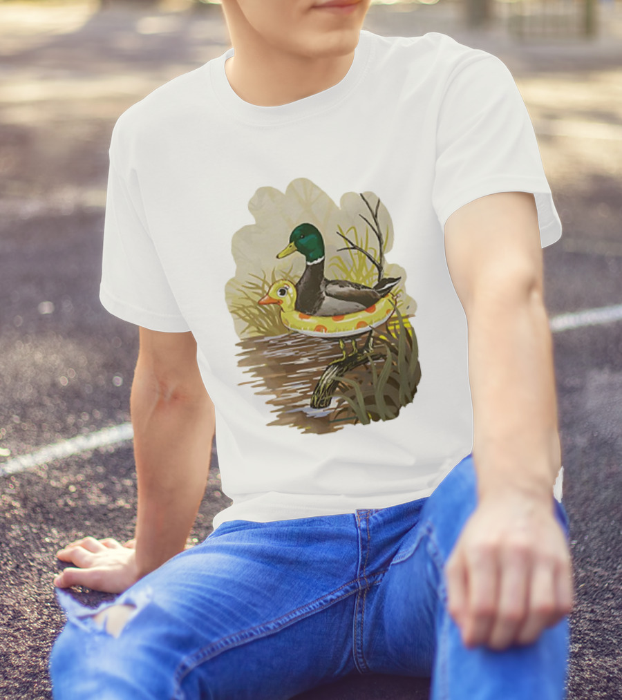 Duck In Training With Swim Ring By Pond T-Shirt