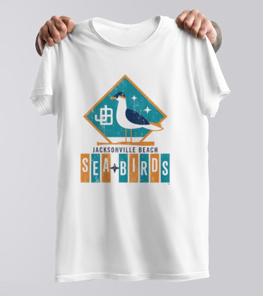 Hometown Collection Jacksonville Beach Sea Birds Logo With Geometric Diamond And Stylized Seagull T-Shirt