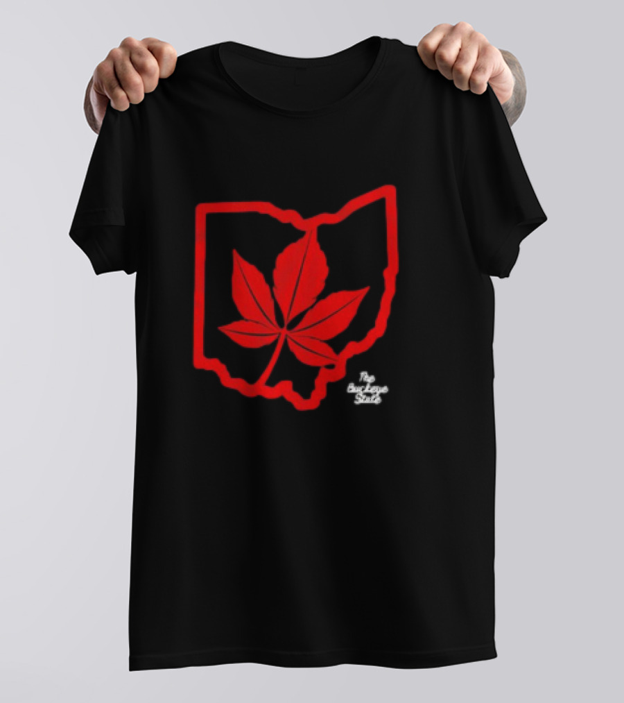 Ohio Red Buckeye Leaf State Charcoal T-Shirt