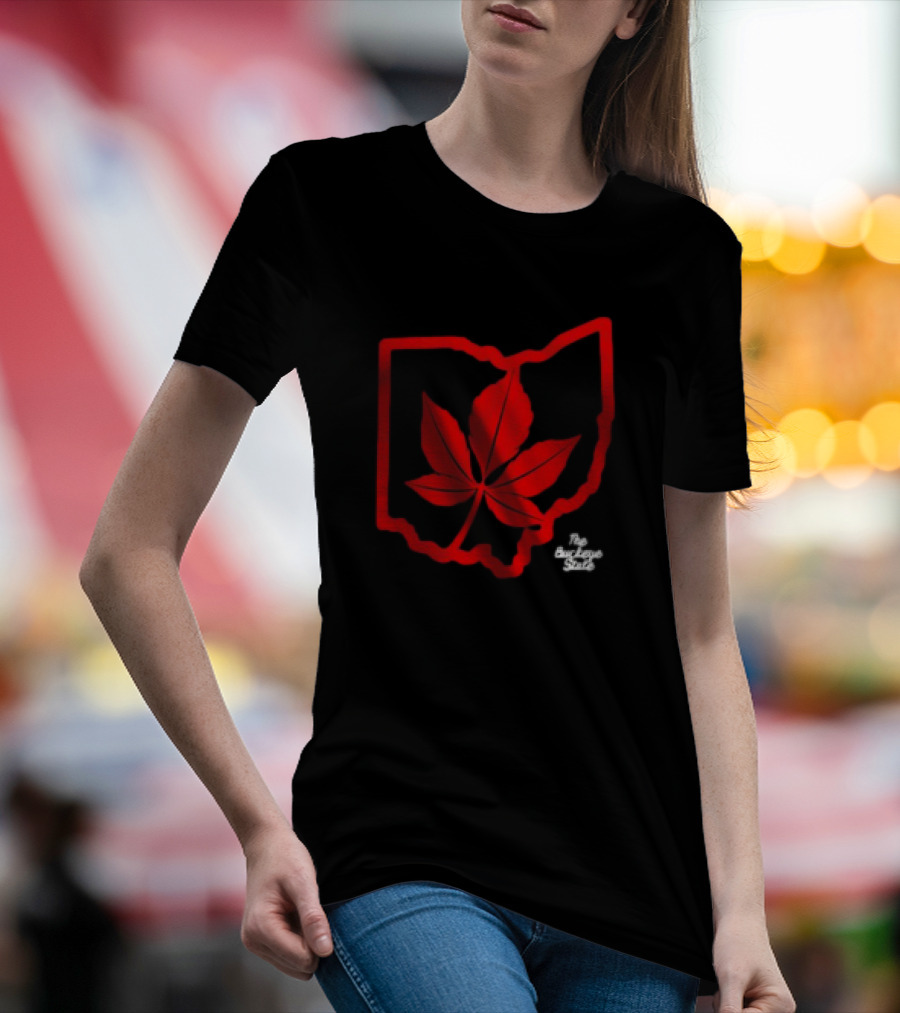 Ohio Red Buckeye Leaf State Charcoal T-Shirt