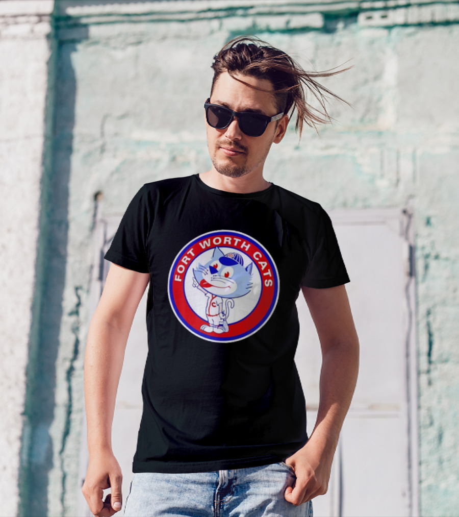 Fort Worth Cats Circle Logo Cartoon Baseball Character Hometown Collection '47 T-Shirt
