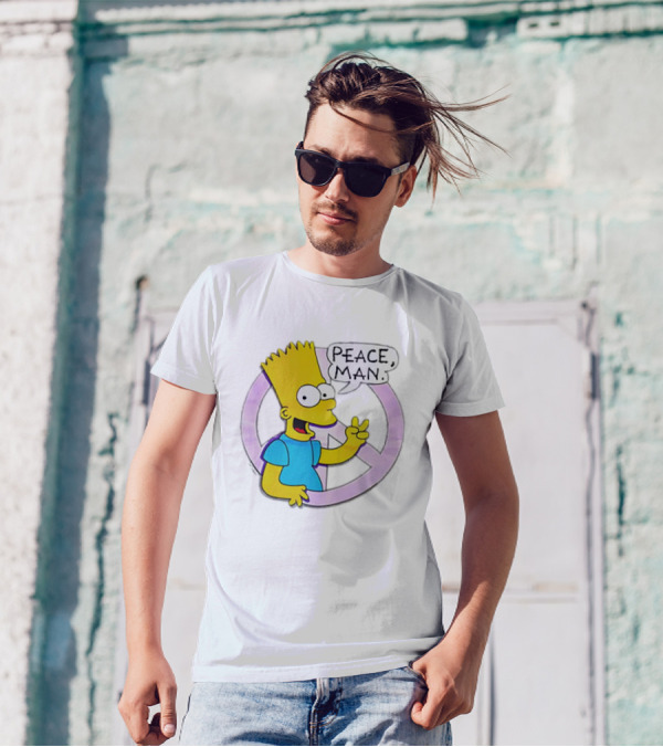 Bart Simpson Peace Man Vintage Iconic Character T-Shirt