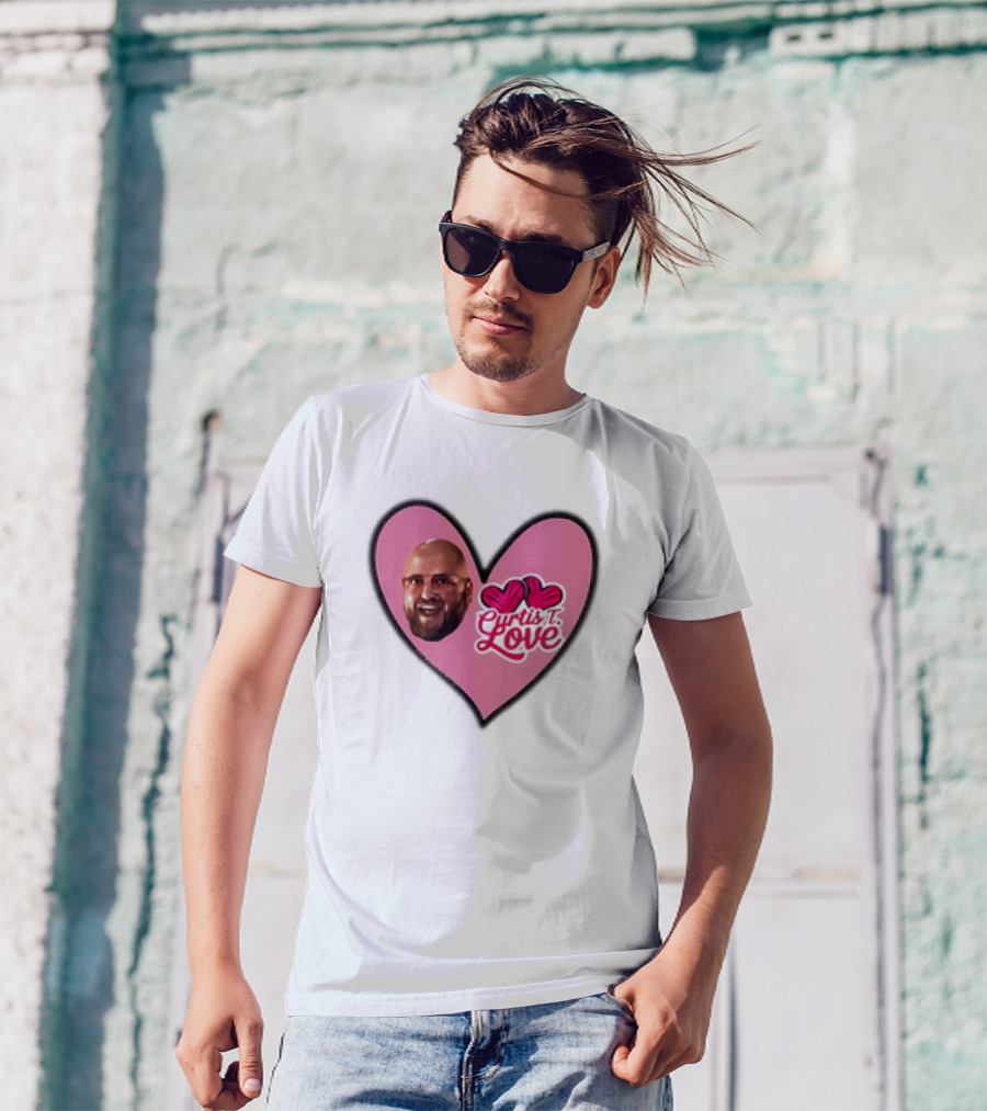 Curtis T Love Heart With Curtis Love Face And Pink Heart T-Shirt
