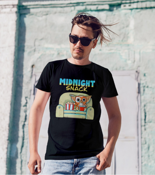 Midnight Snack Mogwai Relaxing On Couch With Popcorn And Soda T-Shirt