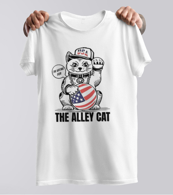 I'm Voting For The Alley Cat USA With American Flag Baseball Cap T-Shirt