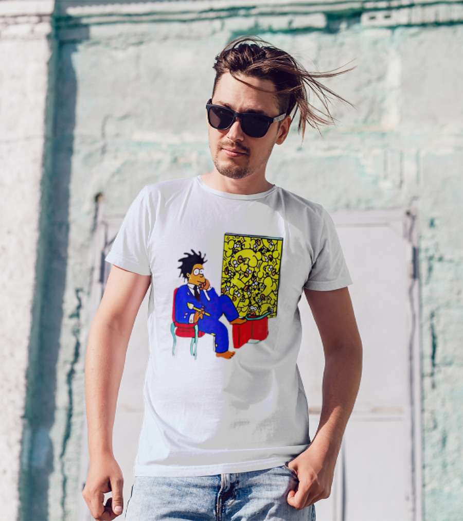 The Simpsons Jay-Z Cartoon Style Art With Basquiat Sitting On Red Chair T-Shirt