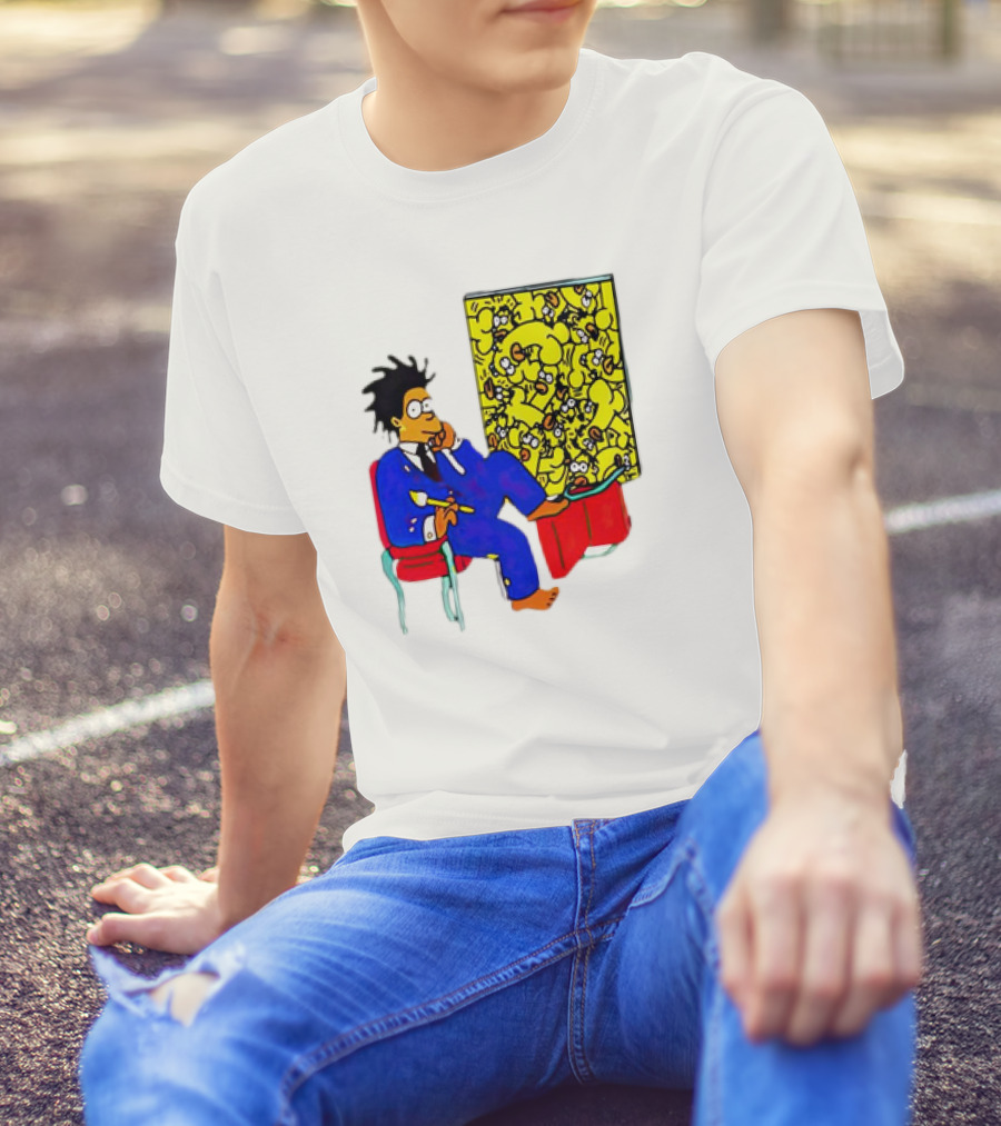 The Simpsons Jay-Z Cartoon Style Art With Basquiat Sitting On Red Chair T-Shirt