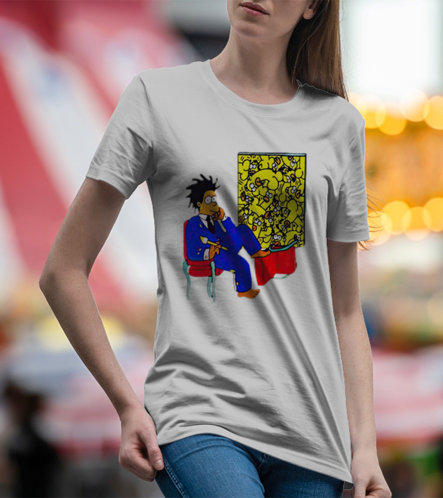 The Simpsons Jay-Z Cartoon Style Art With Basquiat Sitting On Red Chair T-Shirt