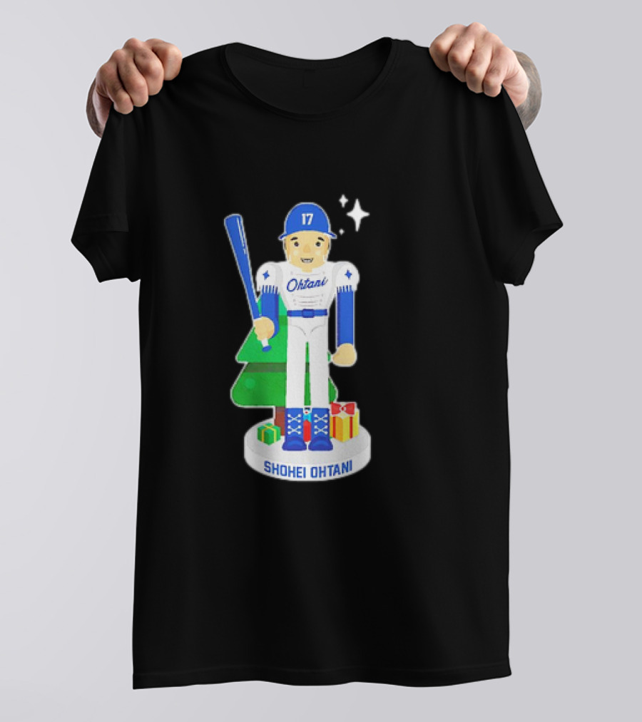 Shohei Ohtani Los Angeles Dodgers MLBPA Christmas Nutcracker With Tree And Gifts T-Shirt