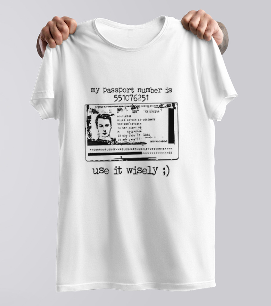 My Passport Number Is 551076251 Use It Wisely ;) T-Shirt