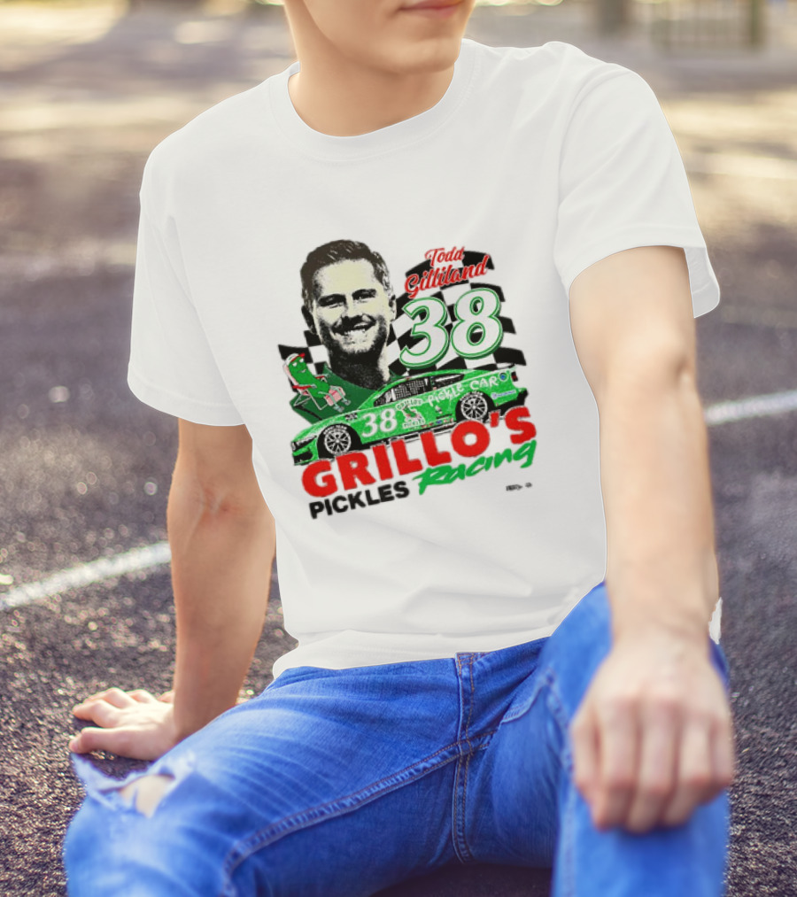 Todd Gilliland 38 Grillo's Pickles Racing Car Checkered Flag Sports T-Shirt