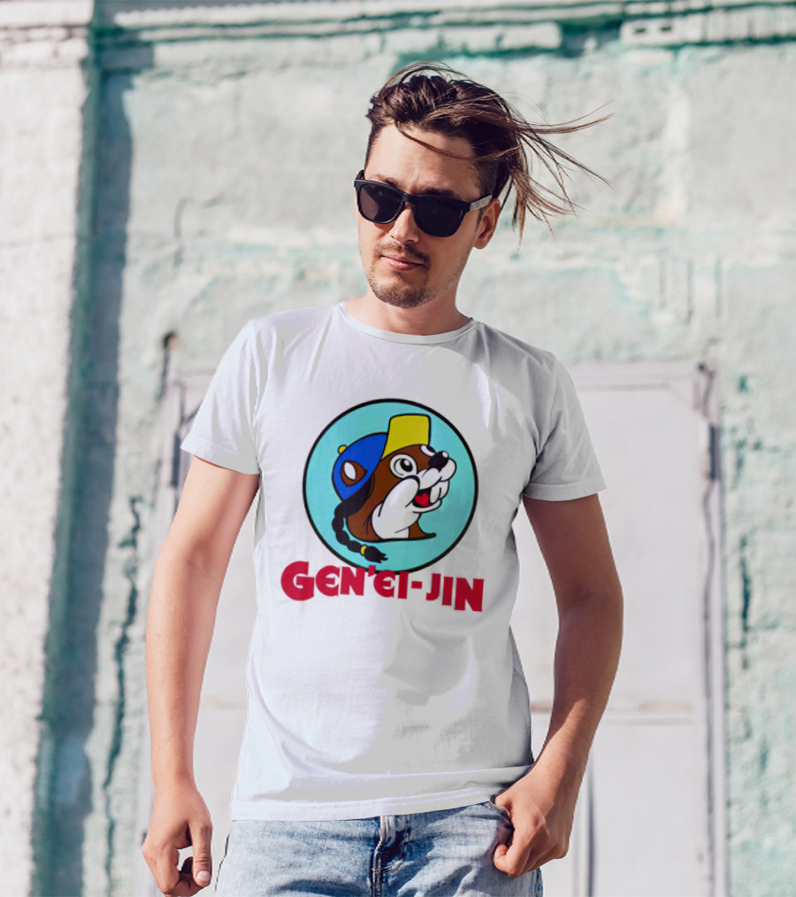 Buc-Ees Gen'ei-Jin Cap-Wearing Beaver Circle T-Shirt