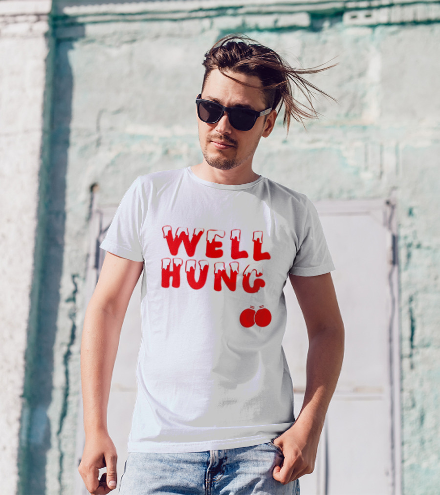 Well Hung Red Christmas Balls Snow-Capped Letters T-Shirt