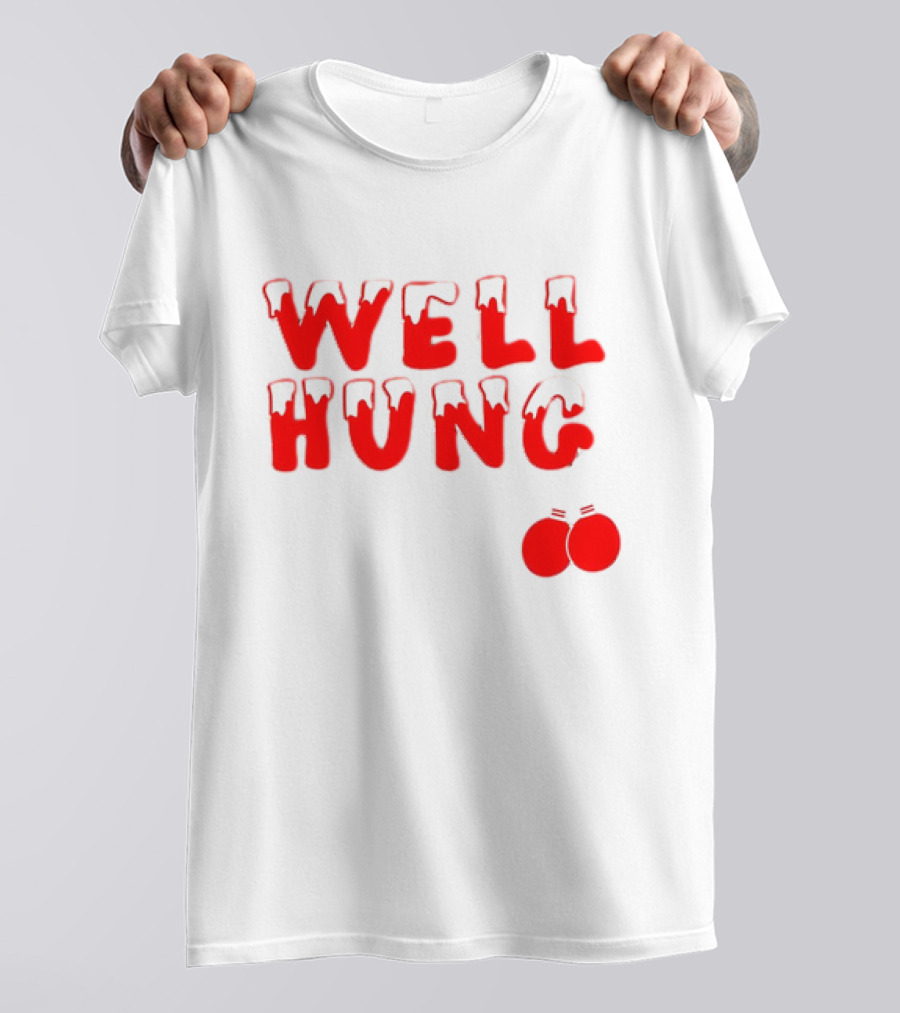 Well Hung Red Christmas Balls Snow-Capped Letters T-Shirt