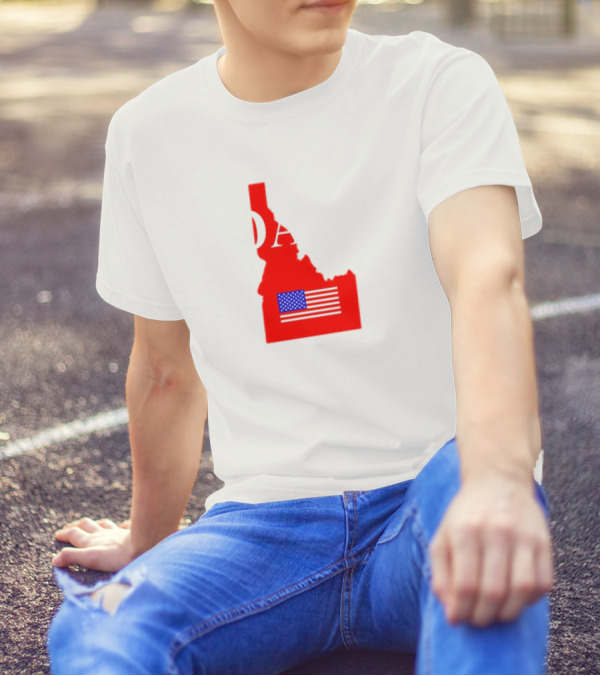 Don’t California My Idaho Red State Outline With American Flag T-Shirt
