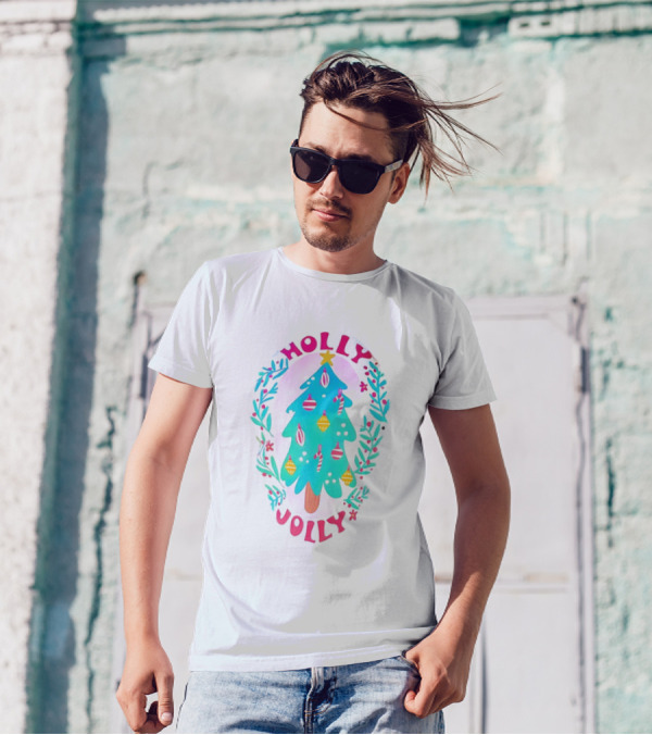 Holly Jolly Christmas Tree With Ornaments And Foliage T-Shirt