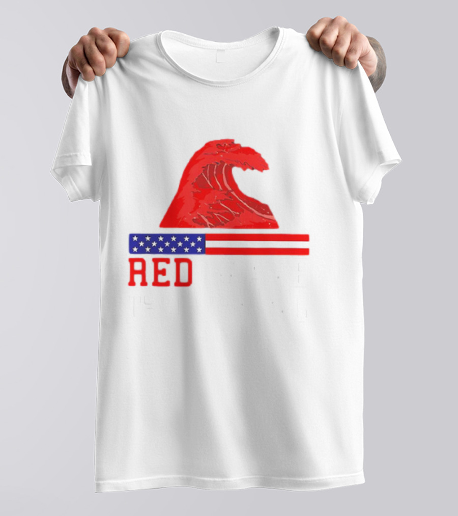 Red Wave USA Flag Wave T-Shirt