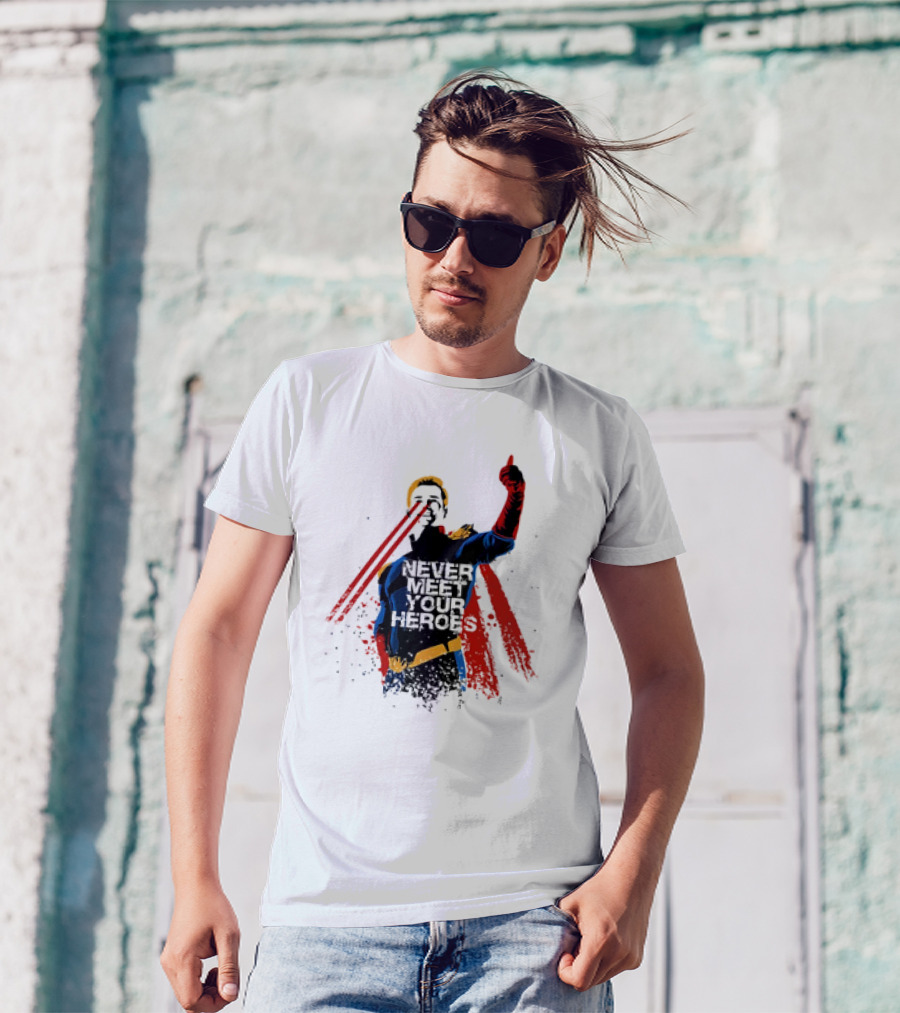 Never Meet Your Heroes Meme Laser Vision Superhero Approval Concept T-Shirt
