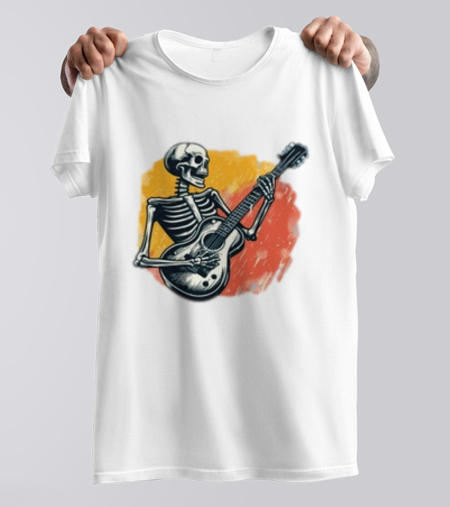 Skeleton Guitarist Rock Band Iconic T-Shirt