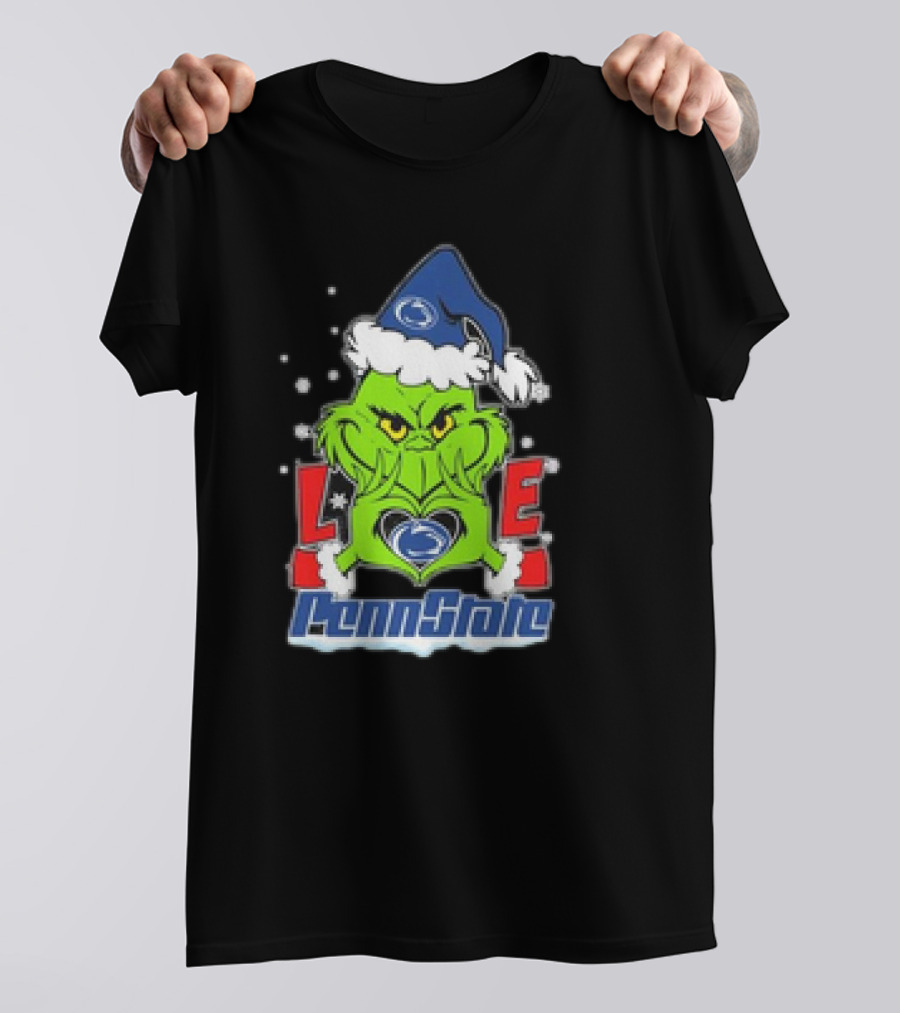 Grinch Hand Love Penn State Christmas Nittany Lions T-Shirt
