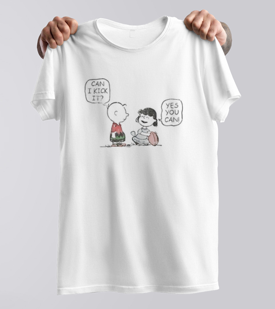 Charlie Brown And Lucy Can I Kick It Yes You Can Football Scene T-Shirt