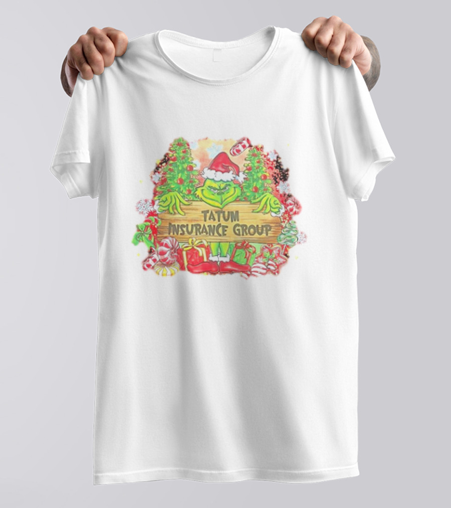 Grinch Tatum Insurance Group Christmas Candy Cane Trees T-Shirt