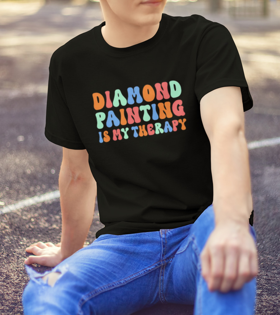 Diamond Painting Is My Therapy Colorful Retro T-Shirt