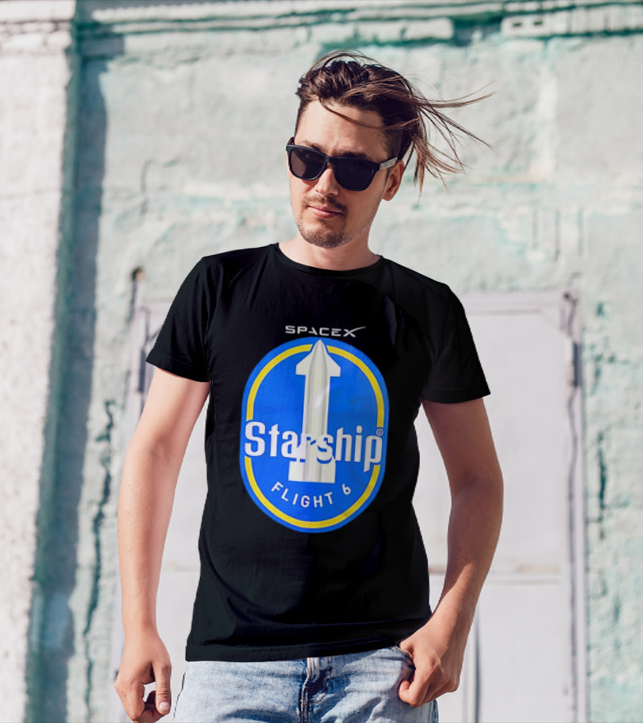 SpaceX Starship Flight 6 Emblem With Rocket T-Shirt