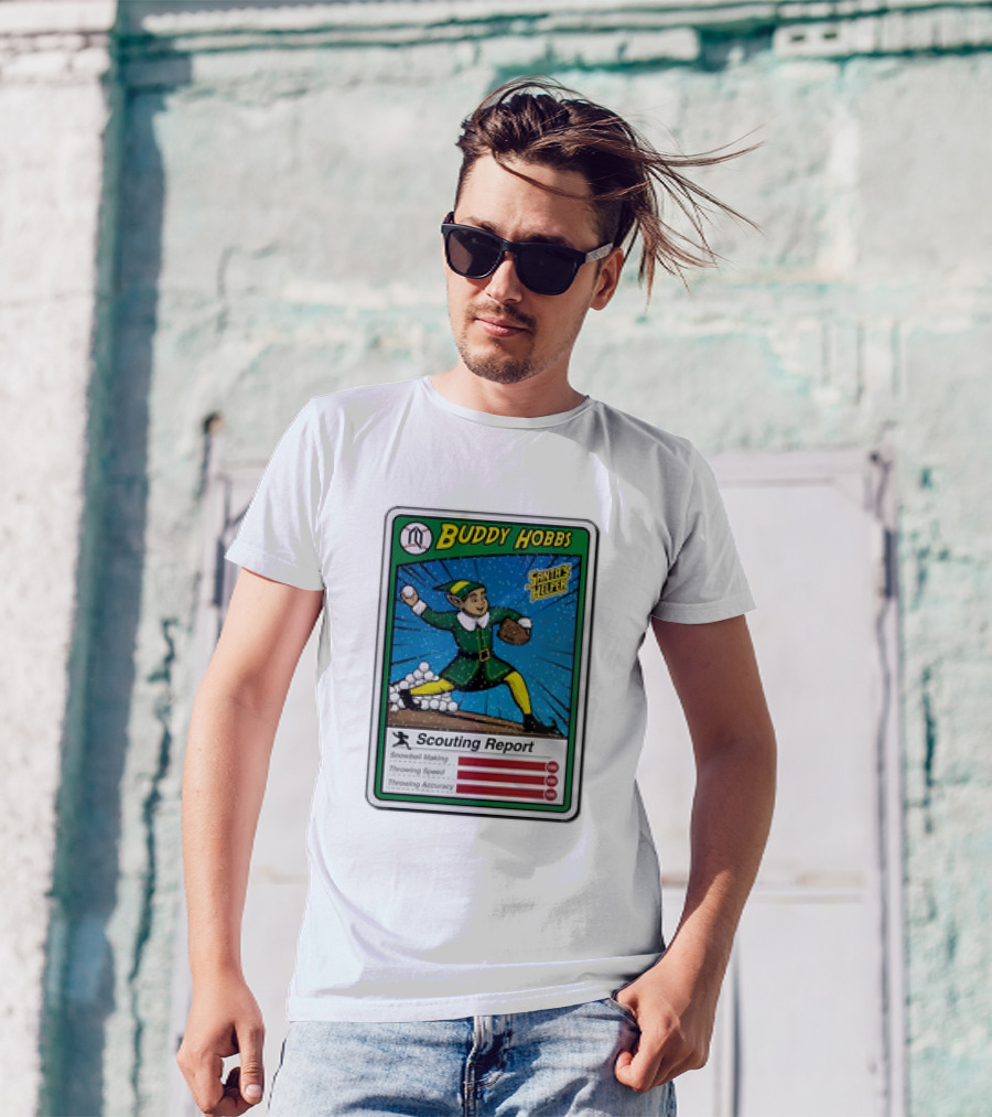 Buddy Hobbs Santa’s Helper Scouting Report Snowball Making Throwing Speed Accuracy T-Shirt
