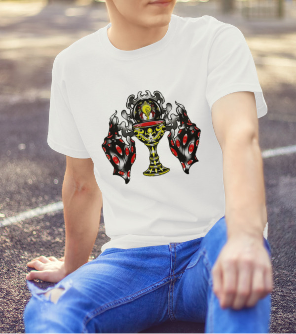 Chalice Hands Classic Red And Black Flame T-Shirt