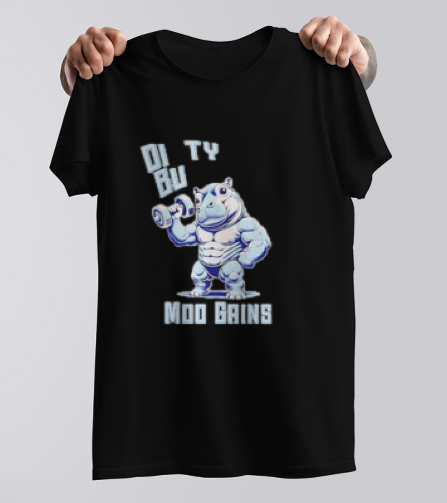 Dirty Bulk Hippo Lifting Moo Gains Gym T-Shirt
