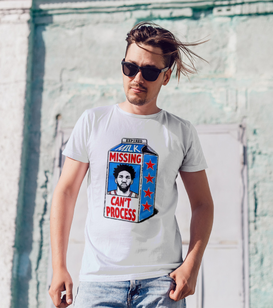 Joel Embiid Philadelphia 76ers Milk Carton Missing Can't Process T-Shirt