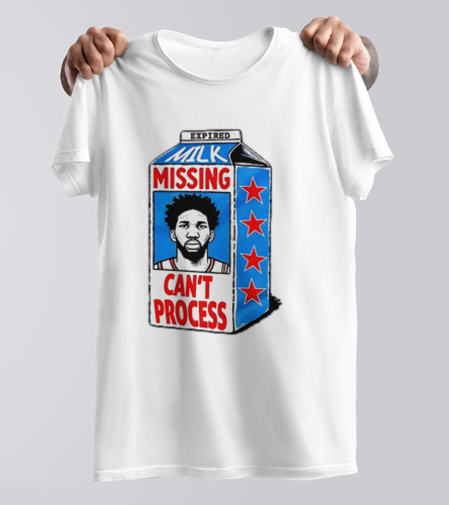 Joel Embiid Philadelphia 76ers Milk Carton Missing Can't Process T-Shirt