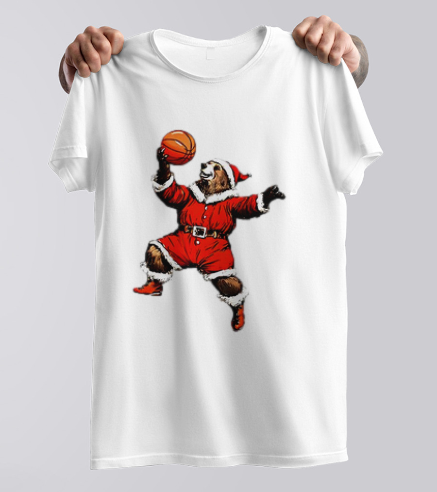 Santa Bear Basketball Holiday T-Shirt