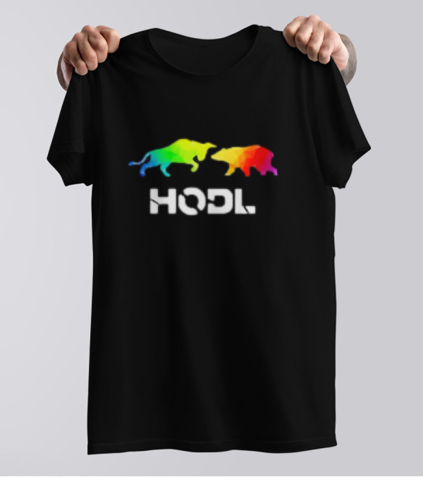 Hodl Crypto Bull And Bear Rainbow T-Shirt
