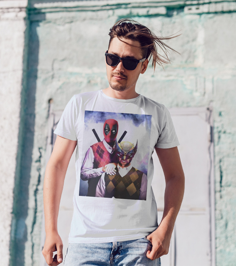 Retro Deadpool And Wolverine Step Brothers Iconic Parody Image T-Shirt