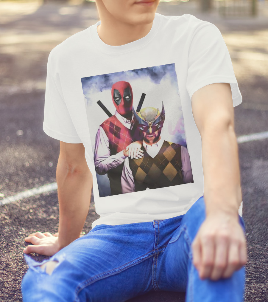 Retro Deadpool And Wolverine Step Brothers Iconic Parody Image T-Shirt