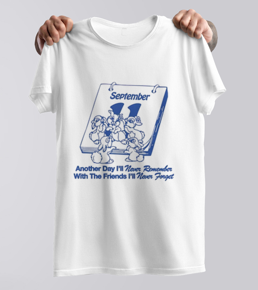 September 11 Calendar With Cartoon Friends And Unforgettable Memories T-Shirt